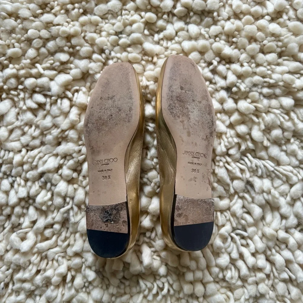 Jimmy Choo Elme Metallic Leather Ballet Flats - Picture 8 of 10